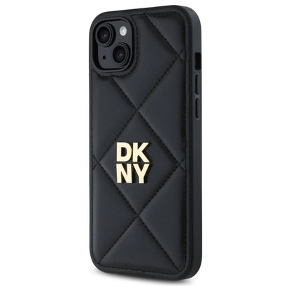 DKNY Quilted Stack Logo iPhone 15 Plus Case - Black_1