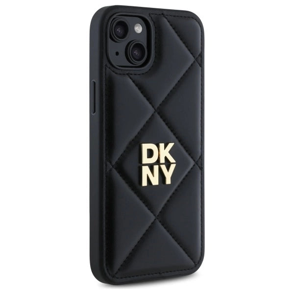 DKNY Quilted Stack Logo iPhone 15 Plus Case - Black_3