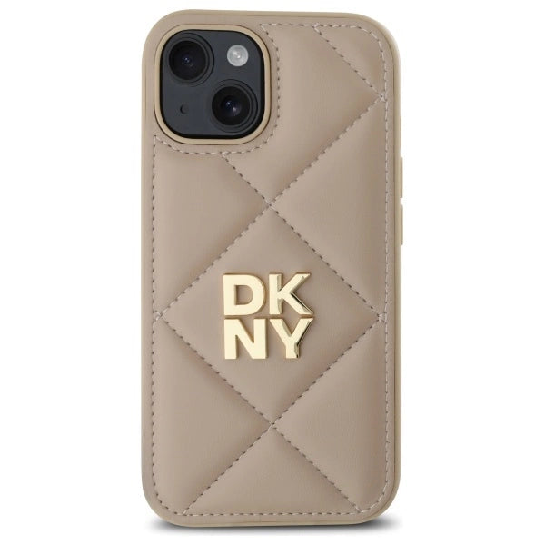 DKNY Quilted Stack Logo iPhone 15 Case - Beige_2