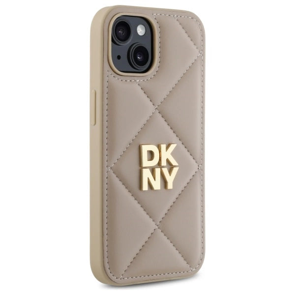 DKNY Quilted Stack Logo iPhone 15 Case - Beige_3