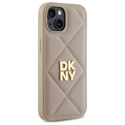 DKNY Quilted Stack Logo iPhone 15 Case - Beige_3