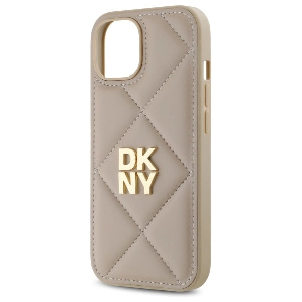 DKNY Quilted Stack Logo iPhone 15 Case - Beige_5