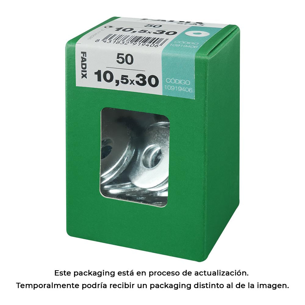 Caixa l 50 unid. anilha plana larga zinco 10,5x30mm fadix_0