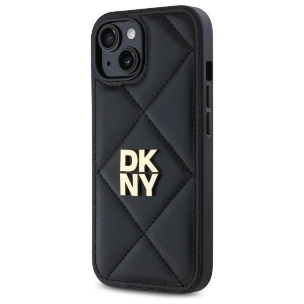 DKNY Quilted Stack Logo iPhone 15 Case - Black_1