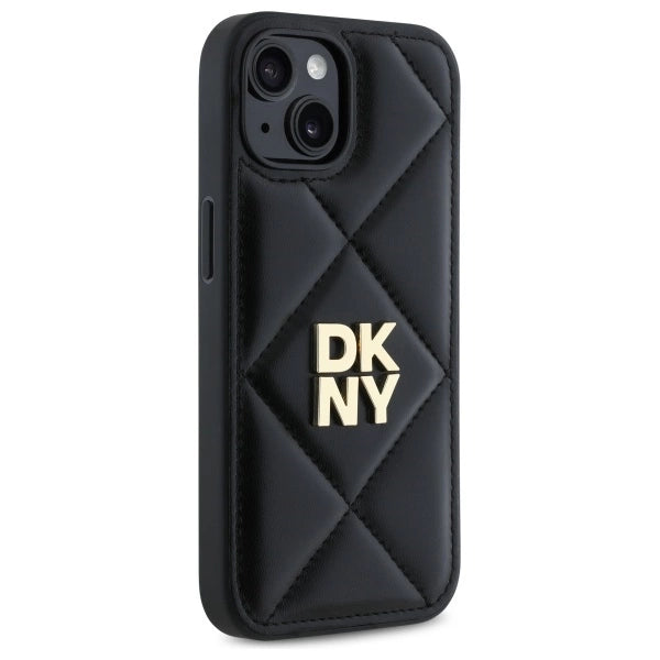 DKNY Quilted Stack Logo iPhone 15 Case - Black_3