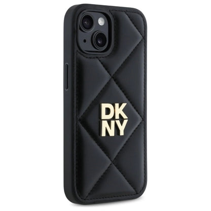 DKNY Quilted Stack Logo iPhone 15 Case - Black_3