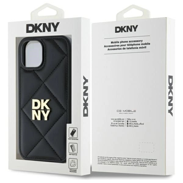 DKNY Quilted Stack Logo iPhone 15 Case - Black_7
