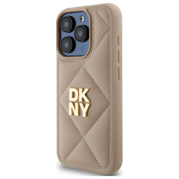 DKNY Quilted Stack Logo iPhone 15 Pro Max Case - Beige_1