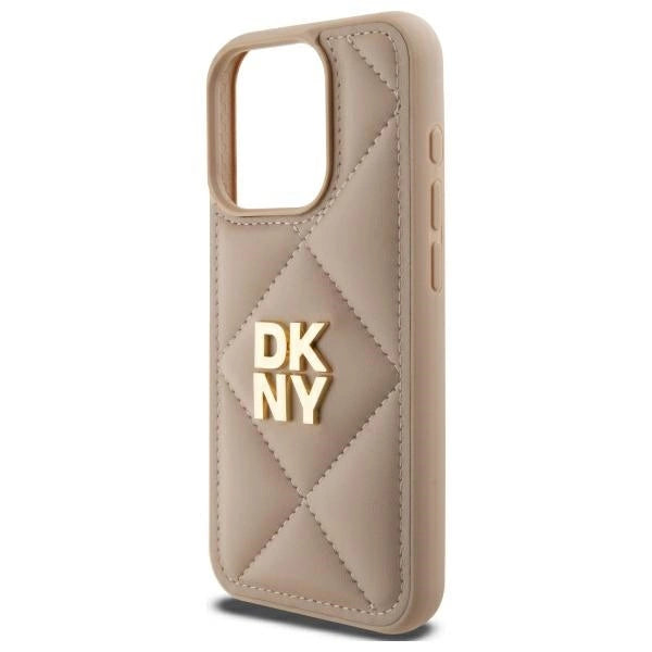 DKNY Quilted Stack Logo iPhone 15 Pro Max Case - Beige_5