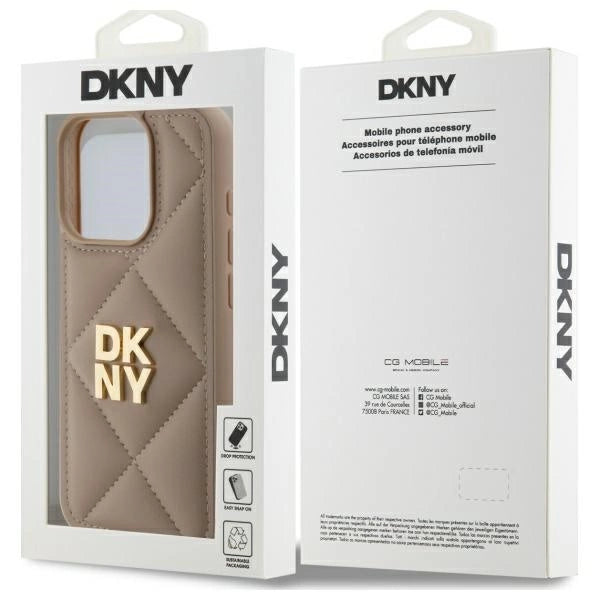 DKNY Quilted Stack Logo iPhone 15 Pro Max Case - Beige_6