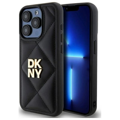 DKNY Quilted Stack Logo iPhone 15 Pro Max Case - Black_0