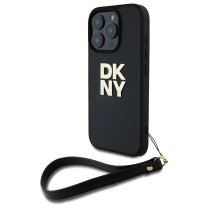 DKNY Wrist Strap Stock Logo iPhone 16 Pro Case - Black_0