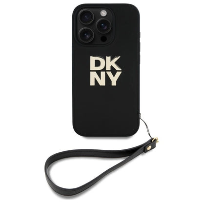DKNY Wrist Strap Stock Logo iPhone 16 Pro Case - Black_1