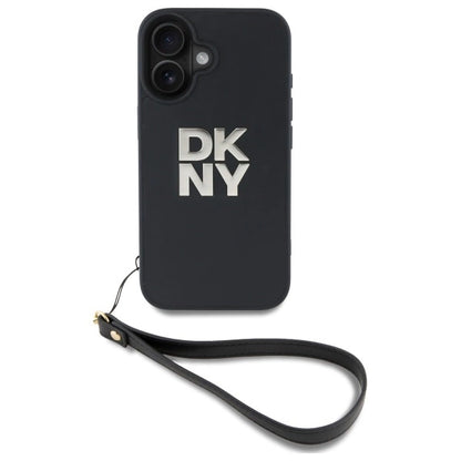 DKNY Wrist Strap Stock Logo iPhone 16 Case - Black_1