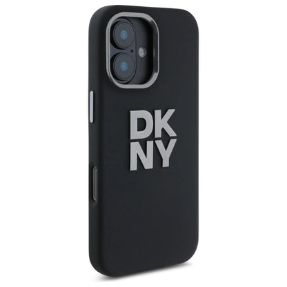 DKNY Liquid Silicone Metal Logo iPhone 16 Case - Black_1