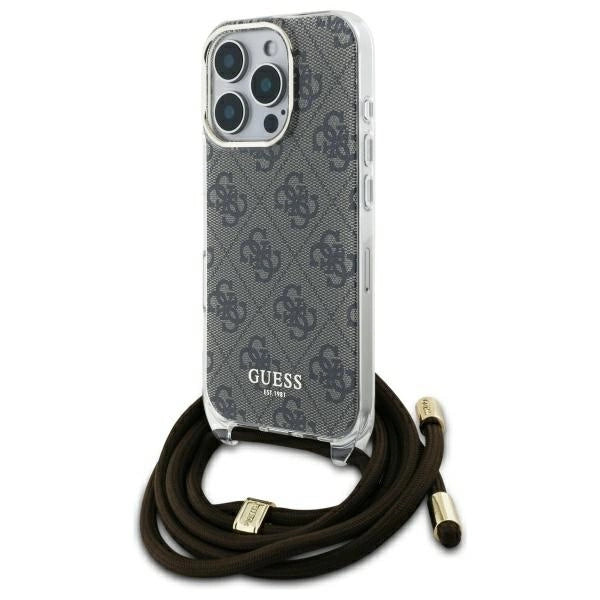 Guess Crossbody Cord 4G Print Case for iPhone 16 Pro - Brown_0