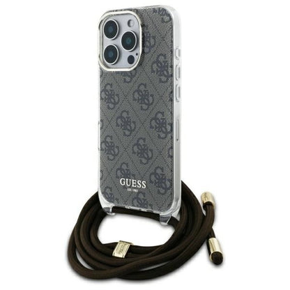 Guess Crossbody Cord 4G Print Case for iPhone 16 Pro - Brown_0