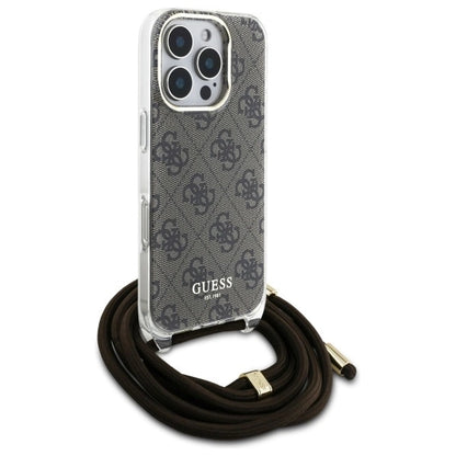 Guess Crossbody Cord 4G Print Case for iPhone 16 Pro - Brown_2