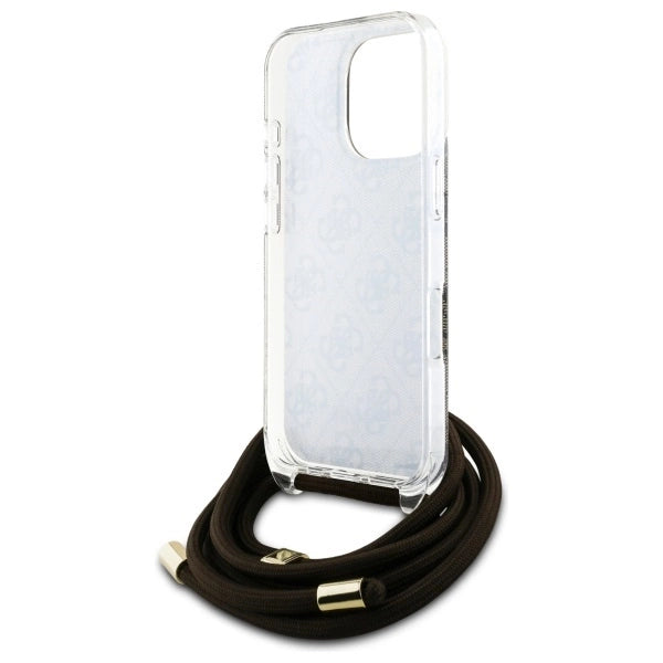 Guess Crossbody Cord 4G Print Case for iPhone 16 Pro - Brown_5