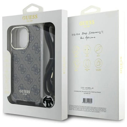 Guess Crossbody Cord 4G Print Case for iPhone 16 Pro - Brown_6