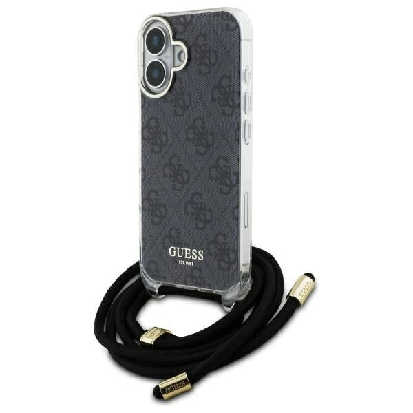 Guess Crossbody Cord 4G Print Case for iPhone 16 - Black_0