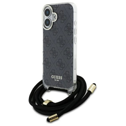 Guess Crossbody Cord 4G Print Case for iPhone 16 - Black_0