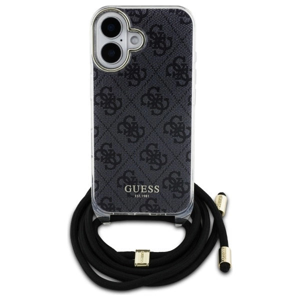 Guess Crossbody Cord 4G Print Case for iPhone 16 - Black_1