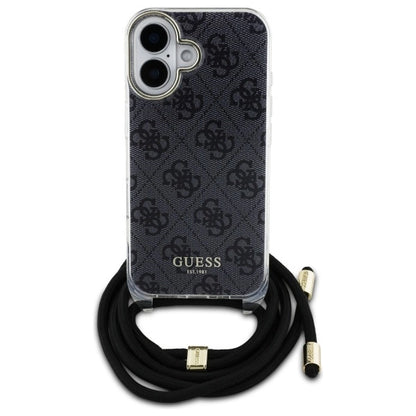 Guess Crossbody Cord 4G Print Case for iPhone 16 - Black_1