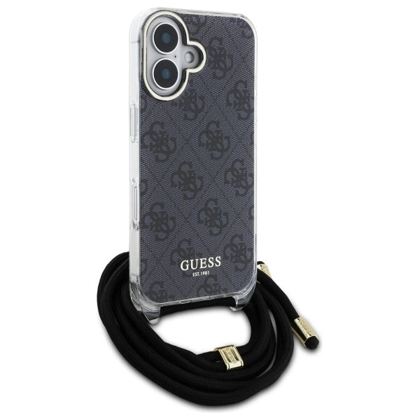 Guess Crossbody Cord 4G Print Case for iPhone 16 - Black_2