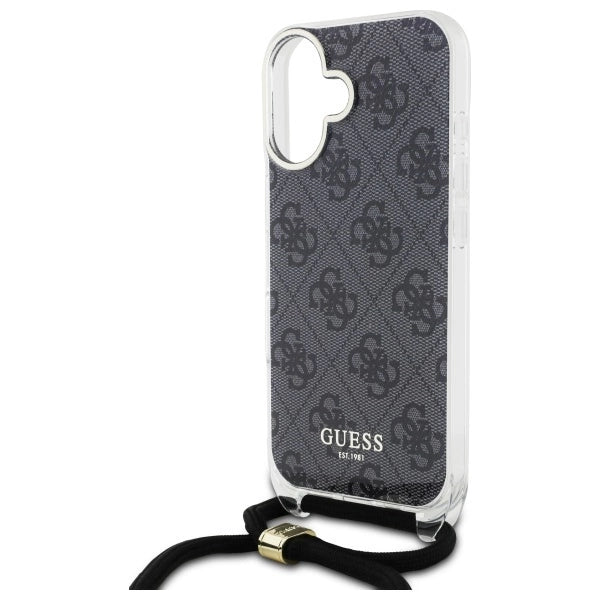 Guess Crossbody Cord 4G Print Case for iPhone 16 - Black_4