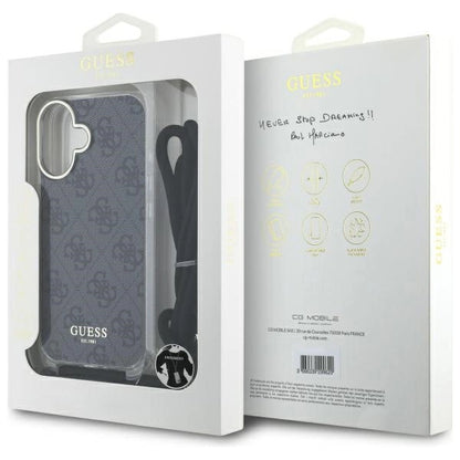 Guess Crossbody Cord 4G Print Case for iPhone 16 - Black_6