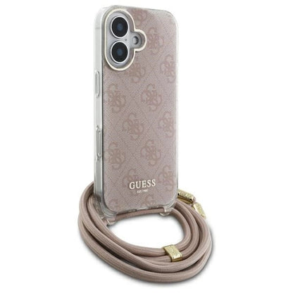 Guess Crossbody Cord 4G Print iPhone 16 Case - Pink_1