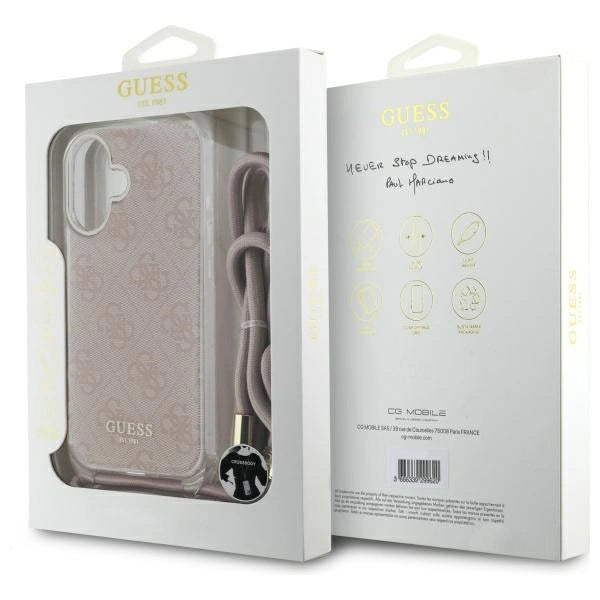 Guess Crossbody Cord 4G Print iPhone 16 Case - Pink_2