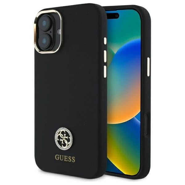 Guess Silicone Logo Strass 4G Case for iPhone 16 - Black_0