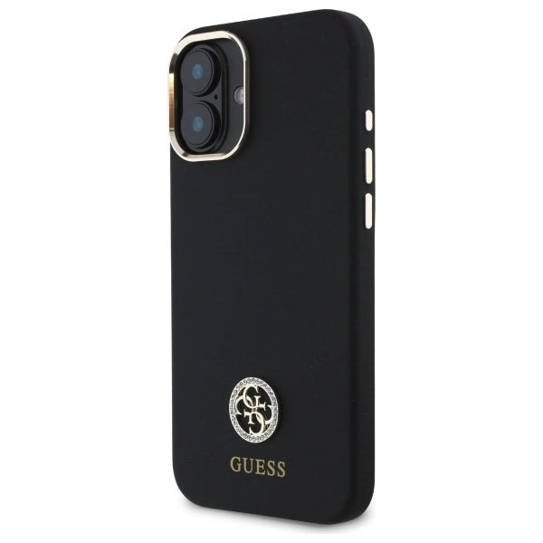 Guess Silicone Logo Strass 4G Case for iPhone 16 - Black_1
