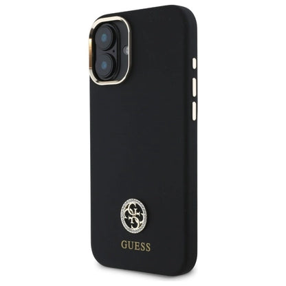 Guess Silicone Logo Strass 4G Case for iPhone 16 - Black_1