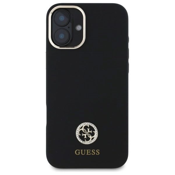 Guess Silicone Logo Strass 4G Case for iPhone 16 - Black_2
