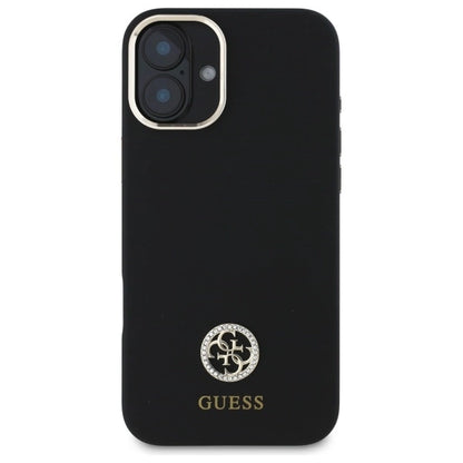 Guess Silicone Logo Strass 4G Case for iPhone 16 - Black_2
