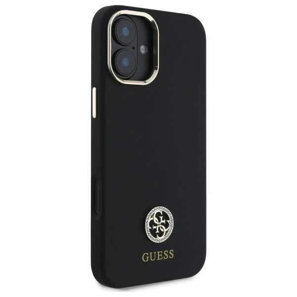 Guess Silicone Logo Strass 4G Case for iPhone 16 - Black_3
