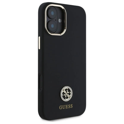 Guess Silicone Logo Strass 4G Case for iPhone 16 - Black_3
