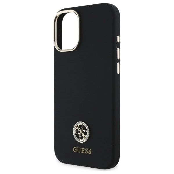 Guess Silicone Logo Strass 4G Case for iPhone 16 - Black_5