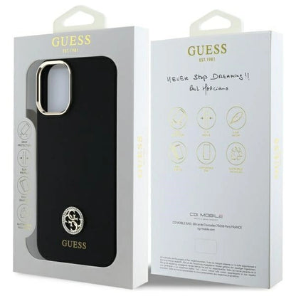 Guess Silicone Logo Strass 4G Case for iPhone 16 - Black_7