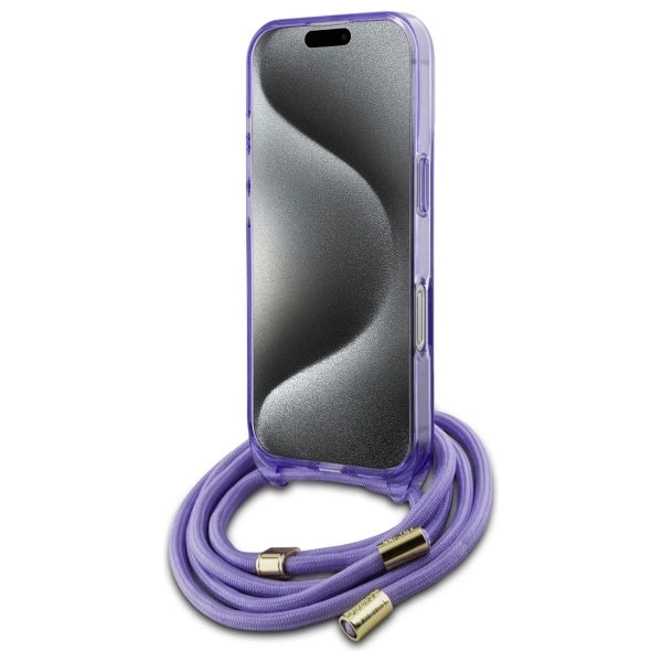 Guess Crossbody Cord Script MagSafe Case for iPhone 16 Pro - Purple_3