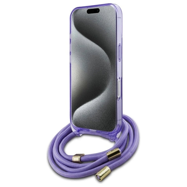 Guess Crossbody Cord Script MagSafe iPhone 16 Case - Purple_3