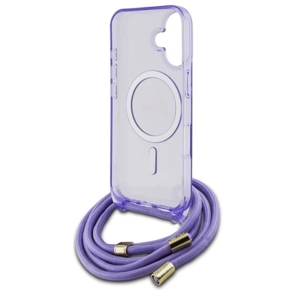 Guess Crossbody Cord Script MagSafe iPhone 16 Case - Purple_5