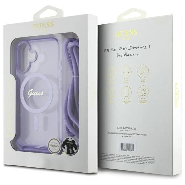 Guess Crossbody Cord Script MagSafe iPhone 16 Case - Purple_6