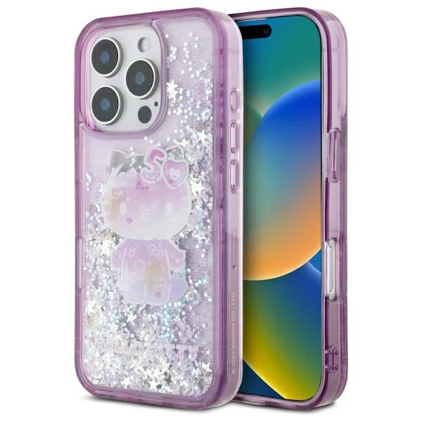 Hello Kitty Liquid Glitter 50TH Anniversary Party iPhone 16 Pro Case - Purple_0