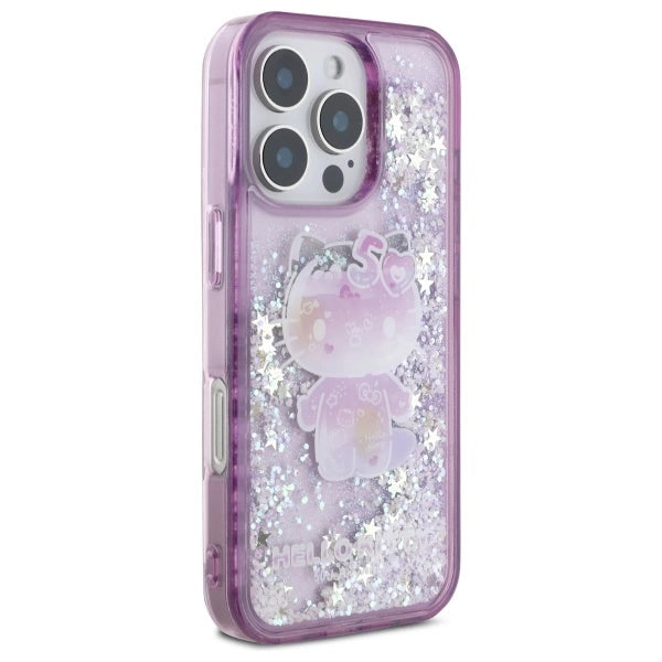 Hello Kitty Liquid Glitter 50TH Anniversary Party iPhone 16 Pro Case - Purple_3