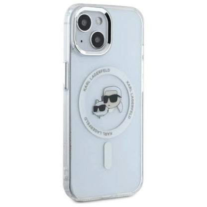 Karl Lagerfeld IML Metal Karl&amp;Choupette Head MagSafe iPhone 14 Case - White_3