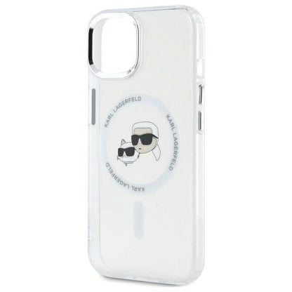 Karl Lagerfeld IML Metal Karl&amp;Choupette Head MagSafe iPhone 14 Case - White_5